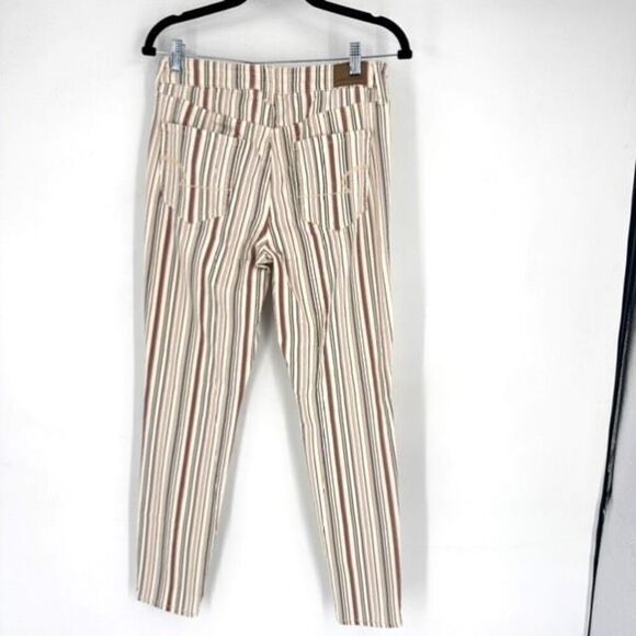 American Eagle‎ Outfitters Women's Striped Skinny Jeans Off White Red Size 8 - Picture 3 of 13